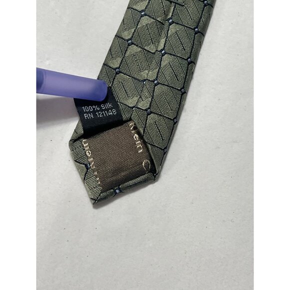 Calvin Klein Mens 100% Silk Woven Tie  3.5" Wide 58" Long Geometric Pattern - Picture 3 of 6